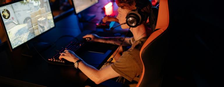 Players playing games on computers