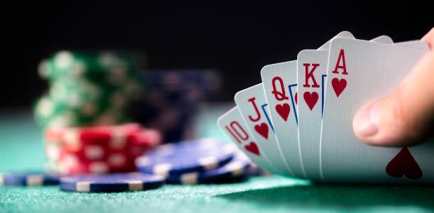 Cards and chips at table