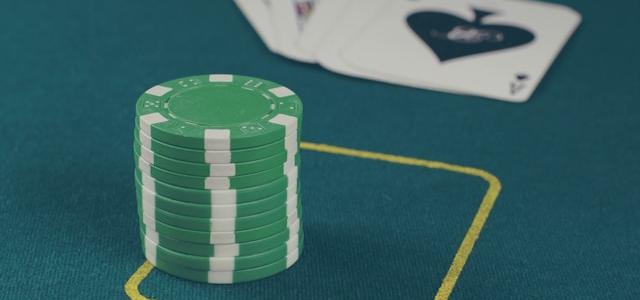 Chips and cards at table