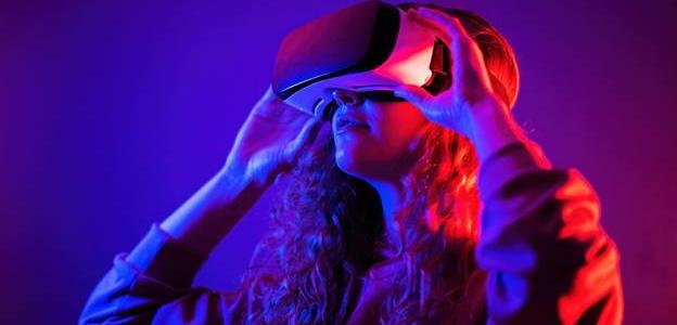 Girl using VR headset