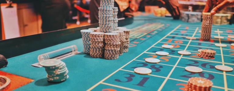 Casino table with chips Casino table with chips