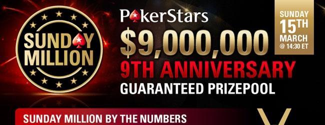 PokerStars 9th Anniversary Sunday Million Kicks Off March 15 PokerStars 9th Anniversary Sunday Million Kicks Off March 15