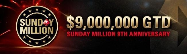 $10m Prize Pool Paid at PokerStars 9th Anniversary Sunday Million